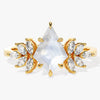 Kite Moonstone Vintage Engagement Ring with Moissanite Sidestones