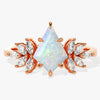 Kite Opal Vintage Engagement Ring with Moissanite Sidestones
