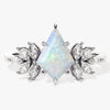 Kite Opal Vintage Engagement Ring with Moissanite Sidestones