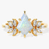 Kite Opal Vintage Engagement Ring with Moissanite Sidestones