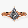 Kite Black Rutilated Quartz Split Shank Engagement Ring with Moissanite Accents