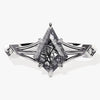 Kite Black Rutilated Quartz Split Shank Engagement Ring with Moissanite Accents