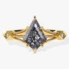 Kite Black Rutilated Quartz Split Shank Engagement Ring with Moissanite Accents