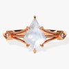 Kite Moonstone Split Shank Engagement Ring with Moissanite Accents