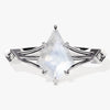 Kite Moonstone Split Shank Engagement Ring with Moissanite Accents