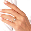 Kite Moonstone Curved Engagement Ring with Moissanite Sidestones