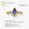 Kite Lab Alexandrite Curved Engagement Ring with Moissanite Sidestones