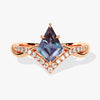 Kite Lab Alexandrite Curved Engagement Ring with Moissanite Sidestones