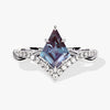 Kite Lab Alexandrite Curved Engagement Ring with Moissanite Sidestones