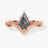 Kite Black Rutilated Quartz Curved Engagement Ring with Moissanite Sidestones