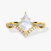 Kite Moonstone Curved Engagement Ring with Moissanite Sidestones