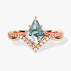 Kite Moss Agate Curved Engagement Ring with Moissanite Sidestones