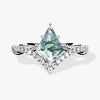 Kite Moss Agate Curved Engagement Ring with Moissanite Sidestones