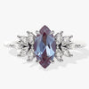Marquise Lab Alexandrite Vintage Engagement Ring with Moissanite Sidestones
