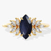 Marquise Blue Sandstone Vintage Engagement Ring with Moissanite Sidestones.