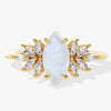 Marquise Moonstone Vintage Engagement Ring with Moissanite Sidestones