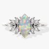Marquise Opal Vintage Engagement Ring with Moissanite Sidestones