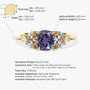 Round Lab Alexandrite Engagement Ring with Pear Moissanite Sidestones