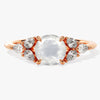 Round Moonstone Engagement Ring with Pear Moissanite Sidestones