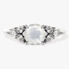 Round Moonstone Engagement Ring with Pear Moissanite Sidestones