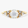 Round Moonstone Engagement Ring with Pear Moissanite Sidestones