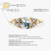 Round Moss Agate Engagement Ring with Pear Moissanite Sidestones