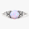 Round Opal Engagement Ring with Pear Moissanite Sidestones