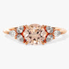 Round Cut Peach Morganite Engagement Ring with Pear Moissanites