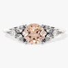 Round Cut Peach Morganite Engagement Ring with Pear Moissanites