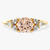 Round Cut Peach Morganite Engagement Ring with Pear Moissanites