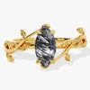 Marquise Black Rutilated Quartz Nature Inspired Engagement Ring.