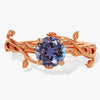 Round Lab Alexandrite Nature Inspired Engagement Ring