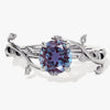 Round Lab Alexandrite Nature Inspired Engagement Ring