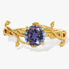 Round Lab Alexandrite Nature Inspired Engagement Ring