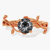 Round Black Rutilated Quartz Nature Inspired Engagement Ring