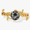 Round Black Rutilated Quartz Nature Inspired Engagement Ring