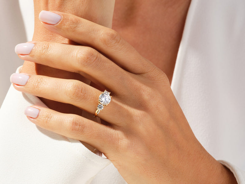 Petite Twisted Vine Three Stone Round Moissanite Engagement Ring (2.00 CT TW)