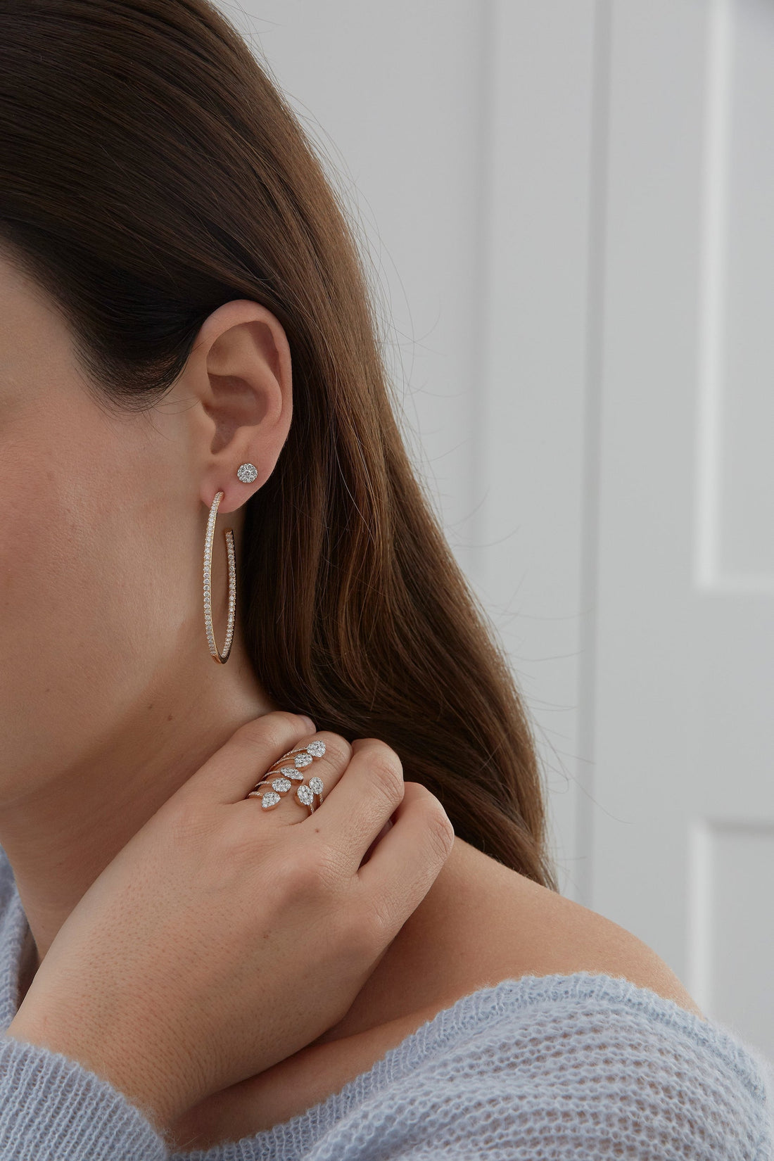 2.25 TCW Round Moissanite Diamond Inside Out Hoop Earrings