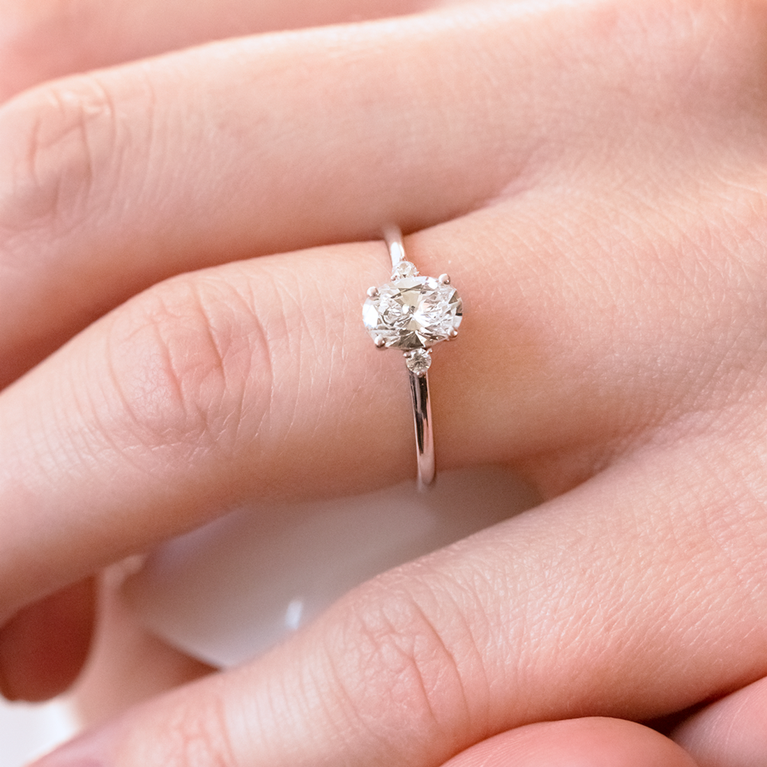 1.33CT Oval Cut Moissanite Diamond Engagement Ring in 14K Rose Gold