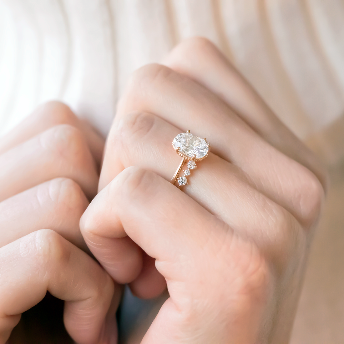 1.93CT Oval Cut Moissanite Solitaire Engagement Ring