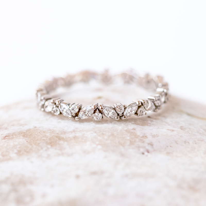 Marquise and Round Cut Full Eternity Wedding Band