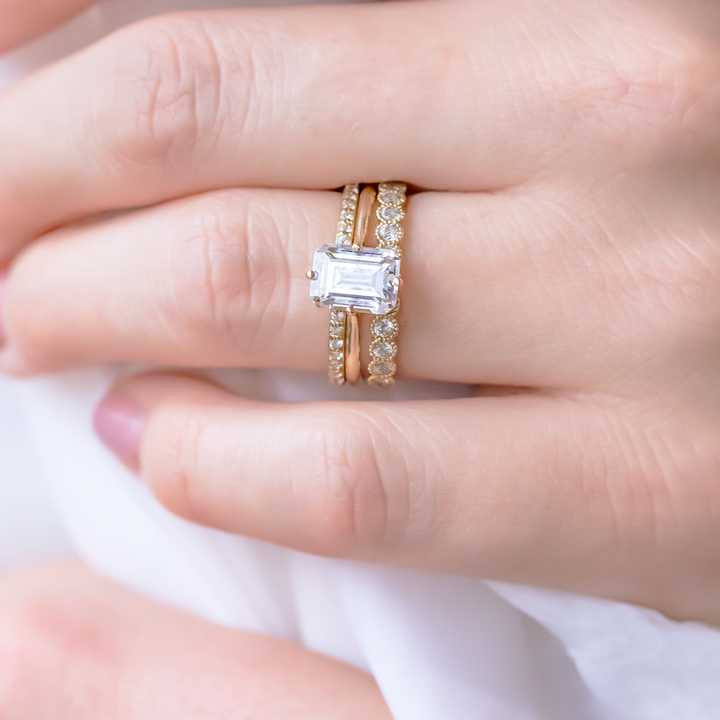 2.30CT Emerald Cut Moissanite Solitaire Engagement Ring