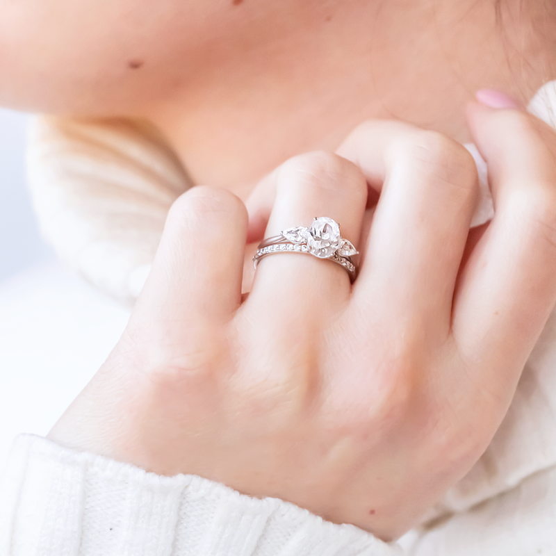 1.33CT Oval Cut 3 Stone Moissanite Engagement Ring