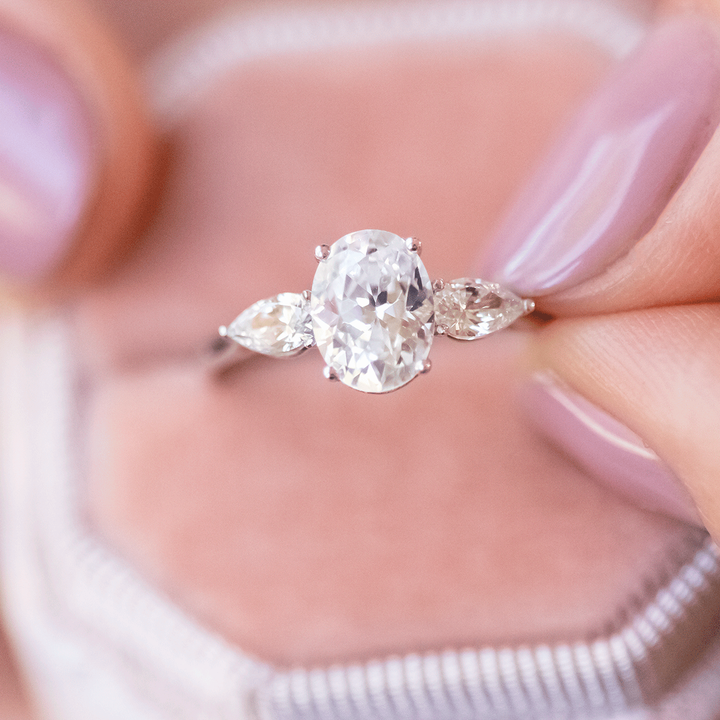 1.33CT Oval Cut 3 Stone Moissanite Engagement Ring