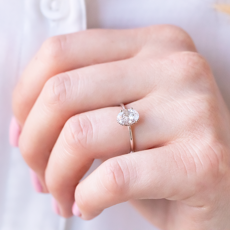 1.93CT Oval Cut Moissanite Solitaire Engagement Ring in 14K Rose Gold