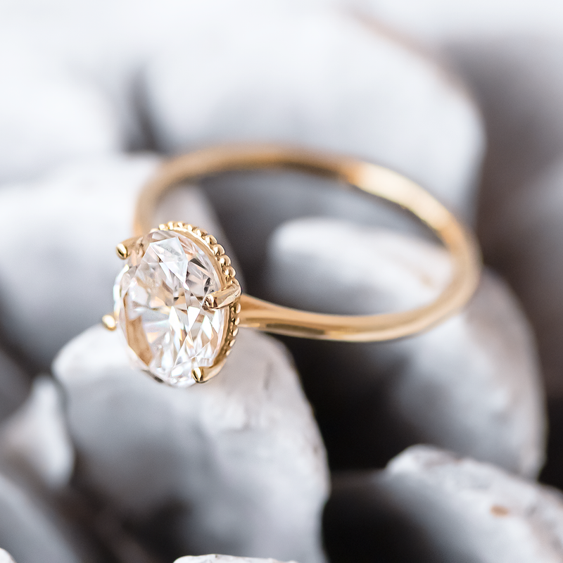 1.93CT Oval Cut Moissanite Solitaire Engagement Ring