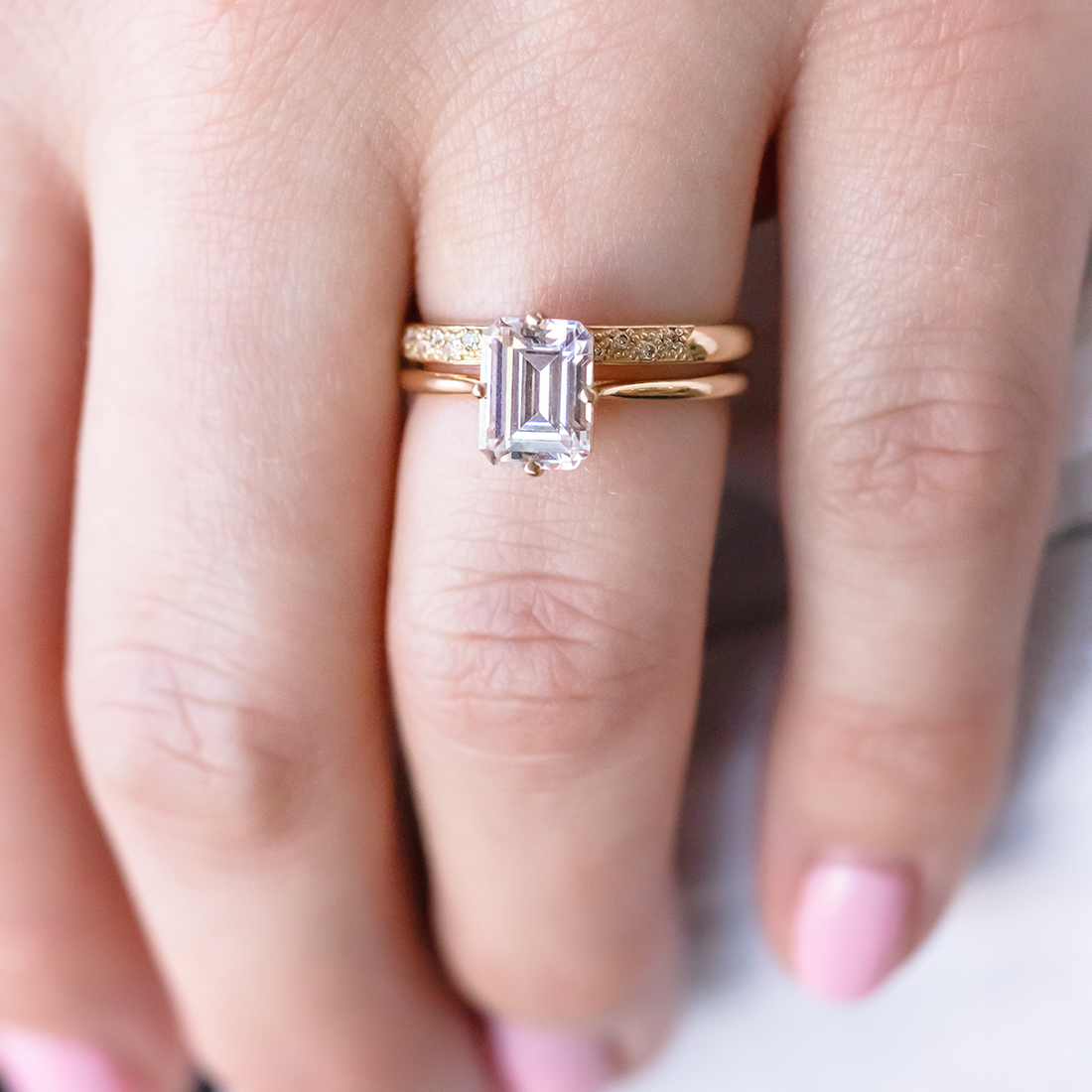 2.30CT Emerald Cut Moissanite Solitaire Engagement Ring