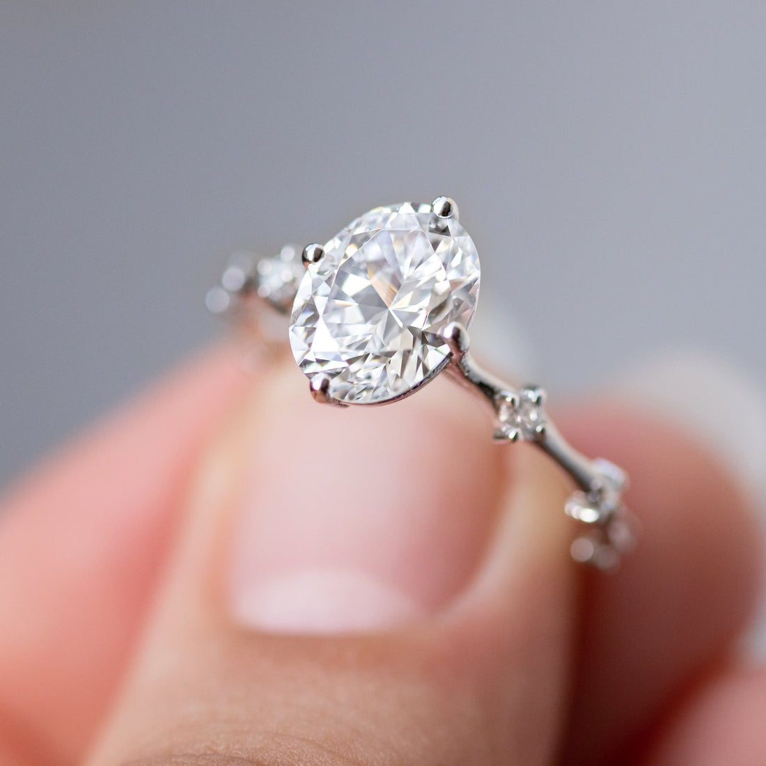1.93CT Oval Cut Moissanite Solitaire Dainty Style Engagement Ring