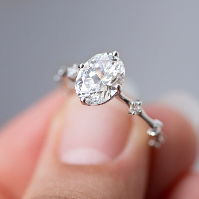 1.93CT Oval Cut Moissanite Solitaire Dainty Style Engagement Ring