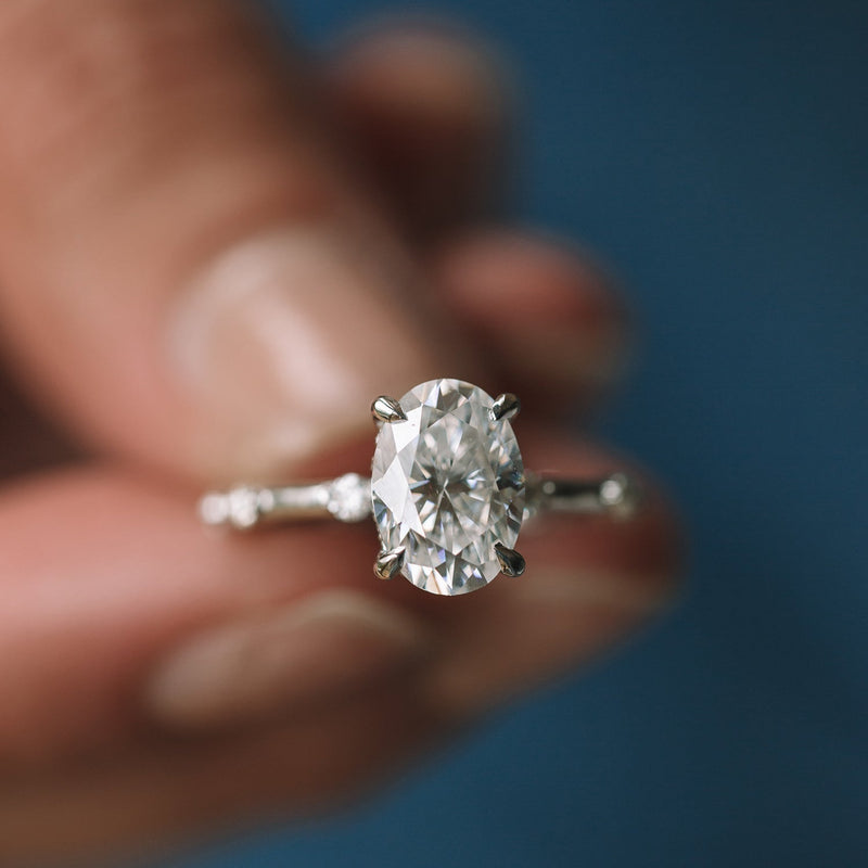 1.10 - 3.10 CT Oval Moissanite Solitaire Dainty Style Engagement Ring